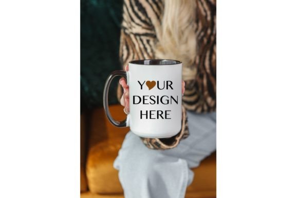 Black Handle Coffee Mug Mockup in Hand