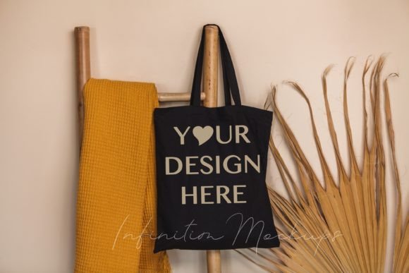 Black Tote Bag Mockup Graphics