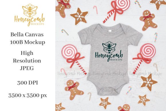 Christmas 100B Baby Bodysuit Mockup: Graphics for Baby Amp Projects