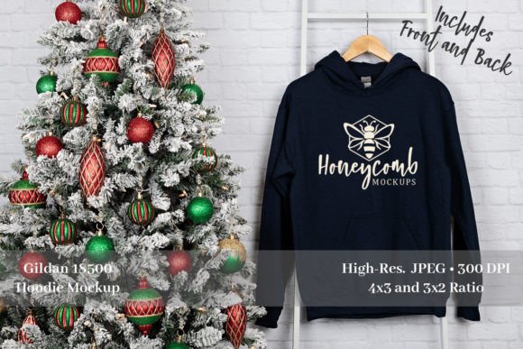Christmas Gildan 18500 Navy Mockup Graphics