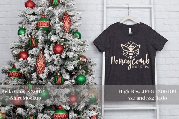 Christmas Heather Dark Grey 3001Y Mockup Graphics
