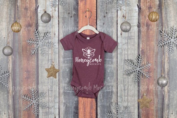 Christmas Heather Maroon 100B Mockup: Graphics for Baby Amp Projects