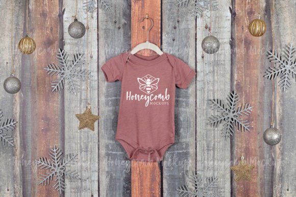 Christmas Heather Mauve BC100B Mockup: Graphics for Baby Amp