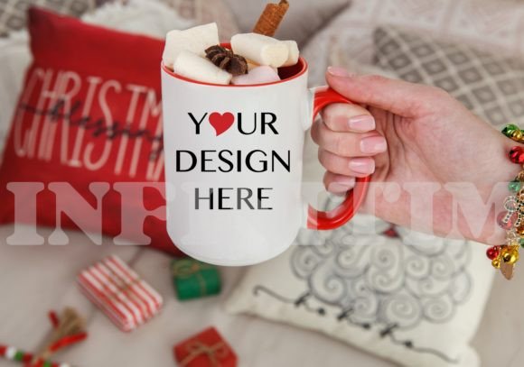 Christmas Mug Mockup Red Handle 15 Oz Graphics