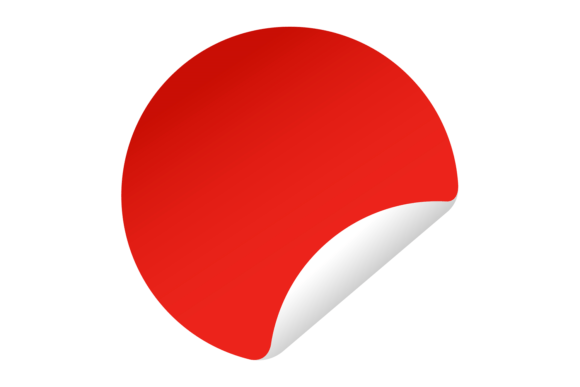 Curled Corner Round Label Mockup. Red Re Graphics