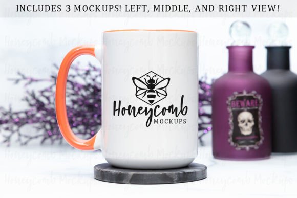 Halloween 15oz Orange Accent Mug Mockup Graphics Mugs Amp