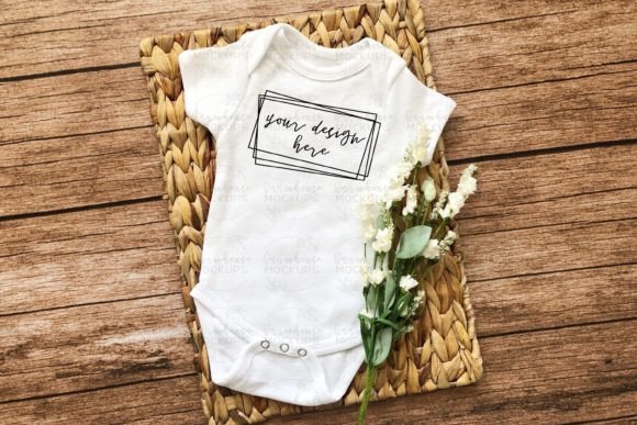 MOCKUP Simple Styled Onesie Mockup: Graphics for Baby Amp Brands
