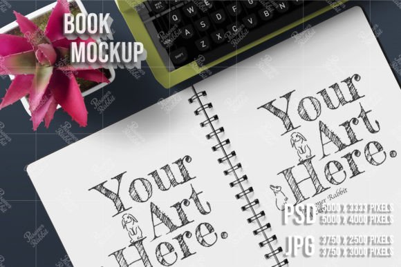 Printable Opened Notebook PSD JPG Mockup Graphics and Notebooks Amp