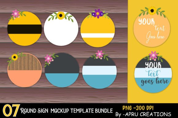 Round Sign Mockup Bundle: Graphics for Art Amp