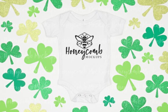 St Patrick's White 100B Mockup: Graphics for Baby Amp Branding
