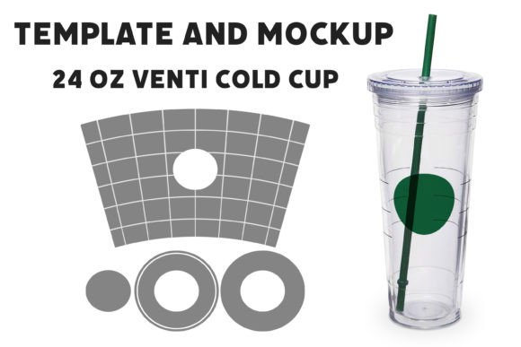 Template and Mockup Venti Cold Cup 24 Oz