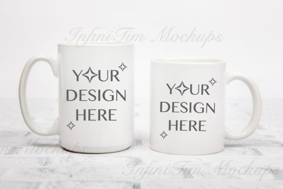 Two Mug Size Mockup 15 Oz and 11 Oz Graphics
