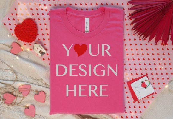 Valentine Bella Canvas 3001 Pink Mockup: Graphics for Valentine S Day