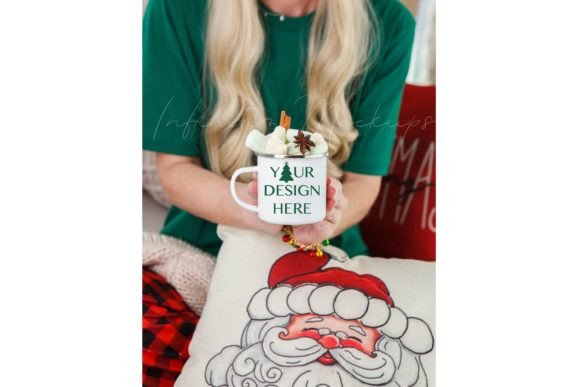 White Enamel Mug Mockup Christmas Graphics Mugs Amp
