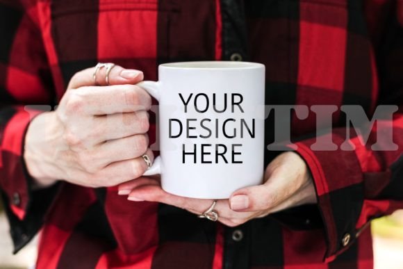 White Mug Mockup Holding in Hands: Graphics and Mugs Amp