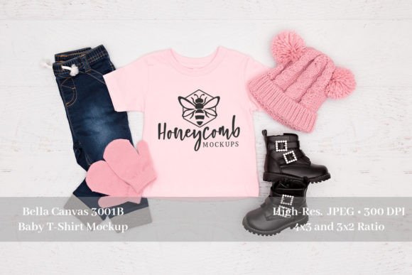 Winter Bella Canvas 3001B Pink Mockup: Graphics for Baby Amp